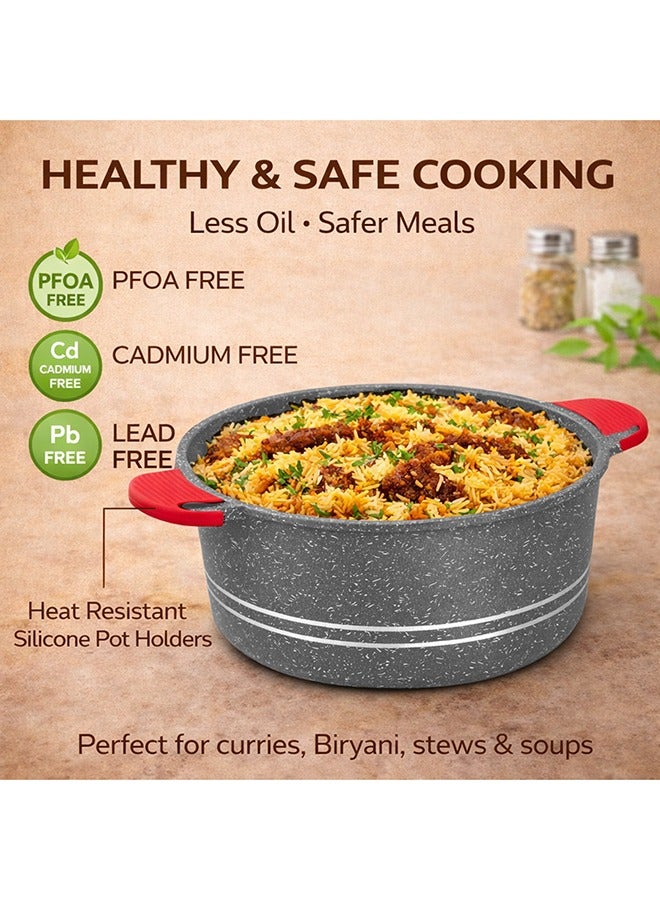 Sonex Diecast Eden King Non-Stick Cookware Set, 10-Piece, Glass Lids & Silicone Holders, 3L-13L, Advanced Korean Diecast Technology, Marble Non-Stick Coating, Dishwasher Safe, PTFE & PFOA-Free, Grey - Image 5